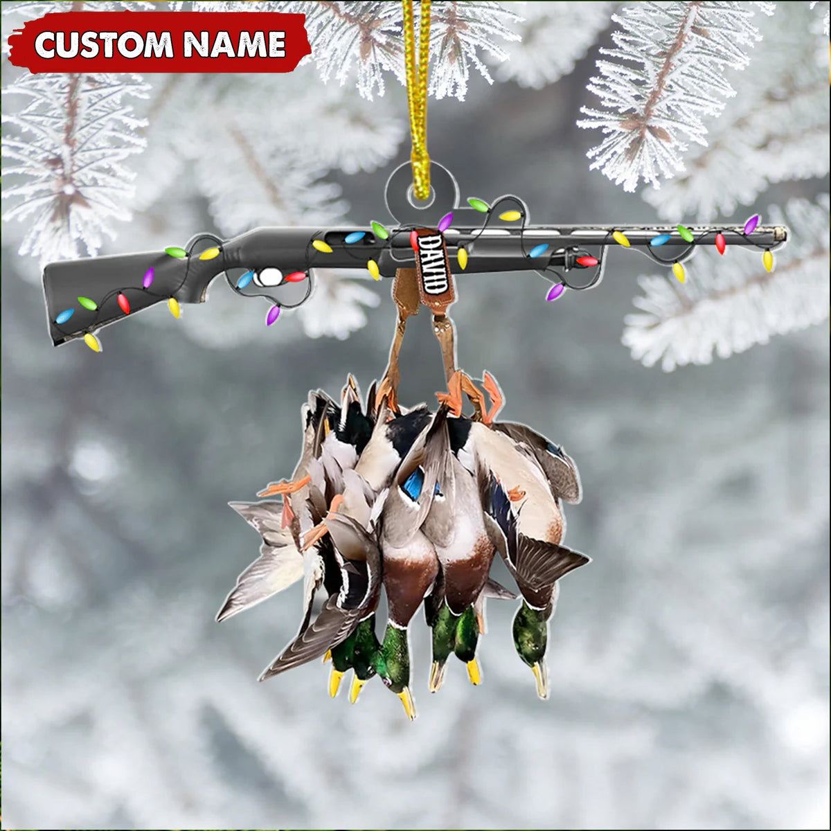 Blisscorners Personalized Duck Hunting Acrylic Christmas Ornament - Custom Name Shotgun Gift For Hunters LM0411