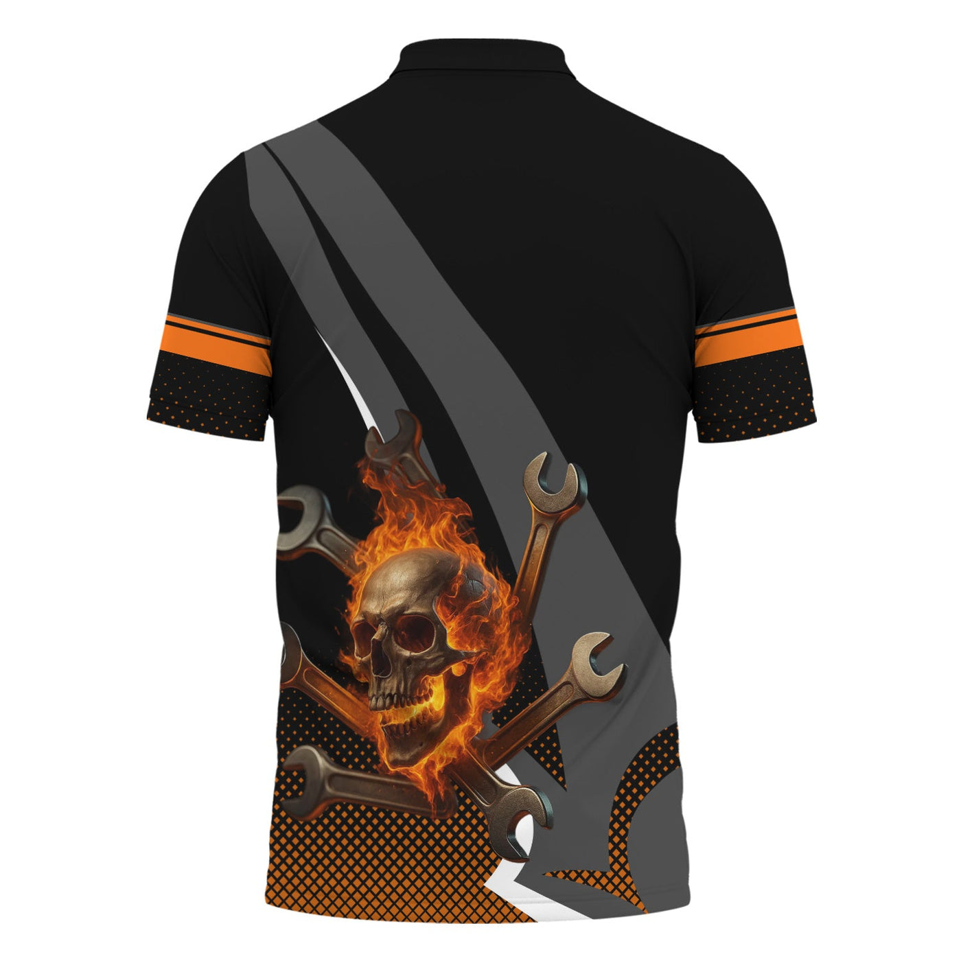 Blisscorners Personalized Mechanic Shirt, Skull Wrenches Flame Design, Mechanic Uniforms, Gift For Men