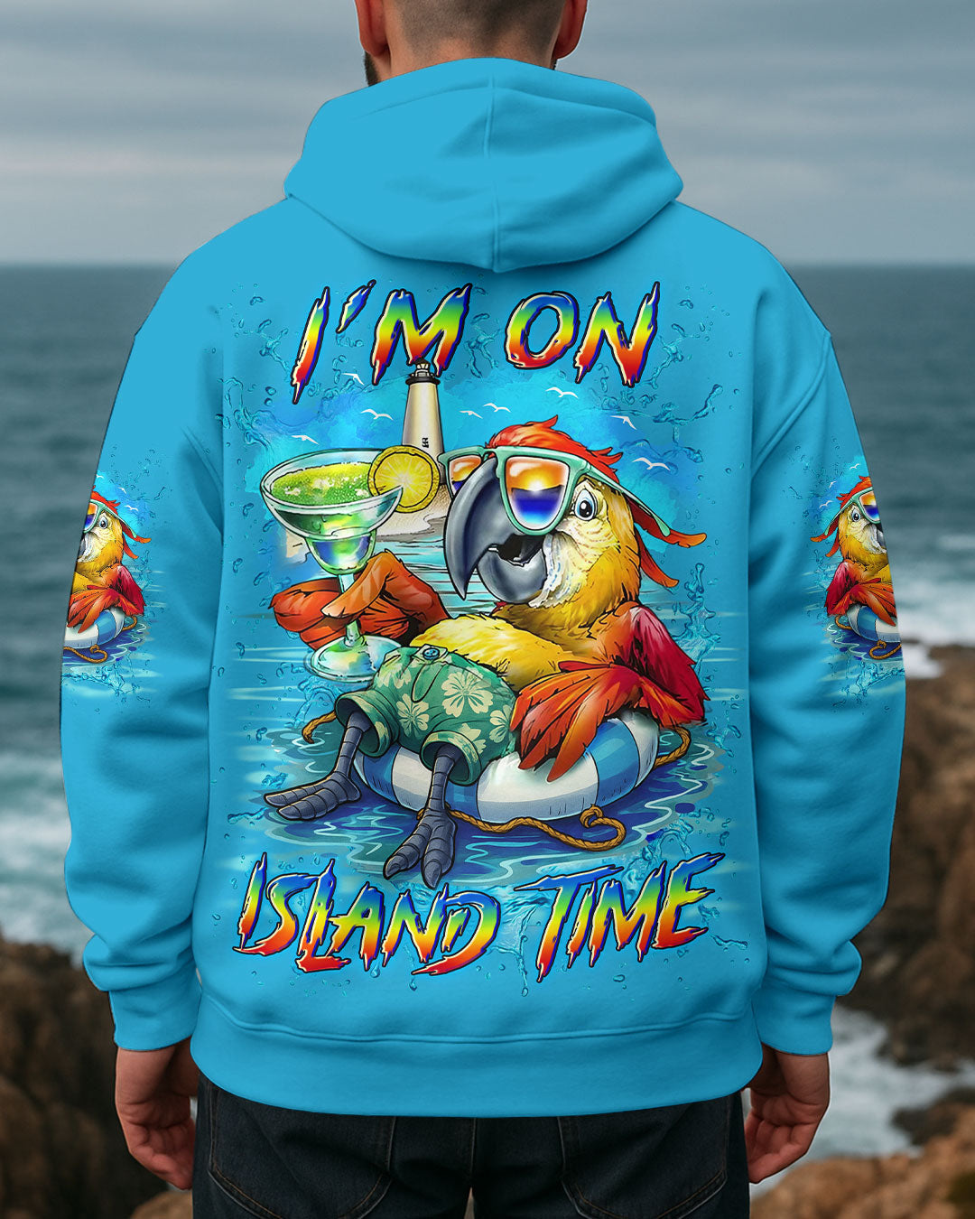 BLISSCORNERS I'M ON ISLAND TIME PARROT ALL OVER PRINT