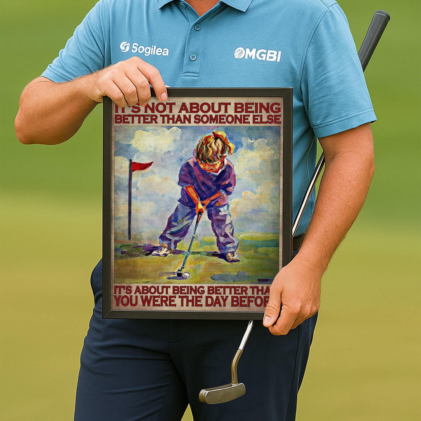 Blisscorners It's Not About Being Better Than Someone Else Canvas Wall Art, Golf Decor, Gift For Golf Lovers LM2611