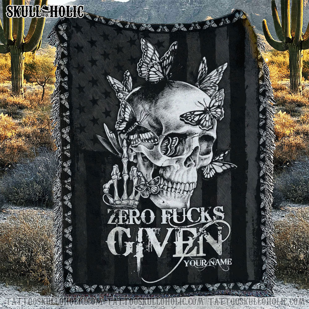 BLISSCORNERS PERSONALIZED SKULL BUTTERFLY DEMON DARK WOVEN & FLEECE BLANKET