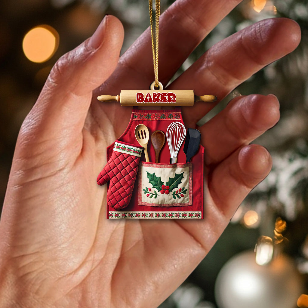 Blisscorners Custom Name Baker Ornament, Christmas Gift for Baker Lover2D Flat LM2211