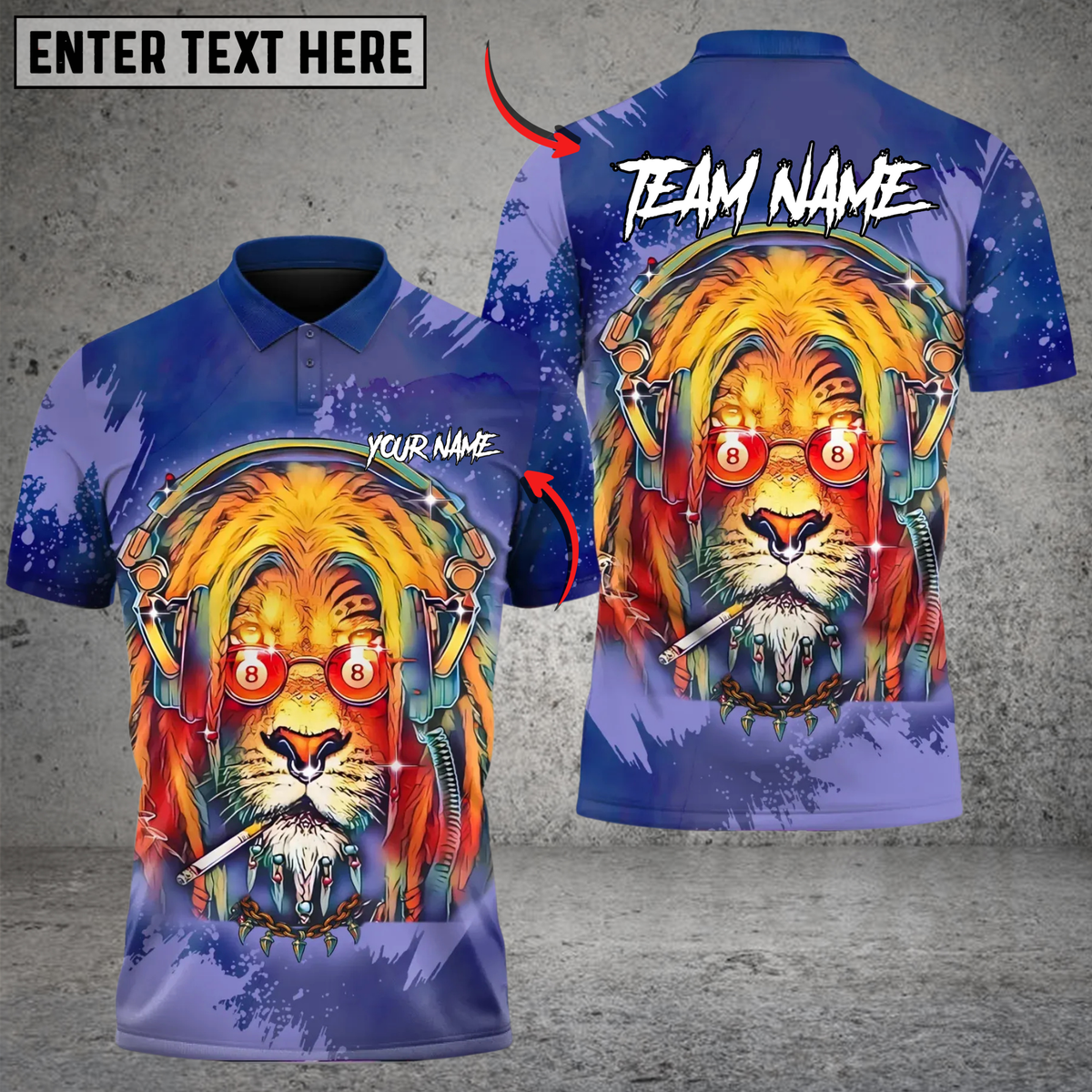 Blisscorners Billiards Cosmic DJ Lion Custom Name, Team Name 3D Shirt