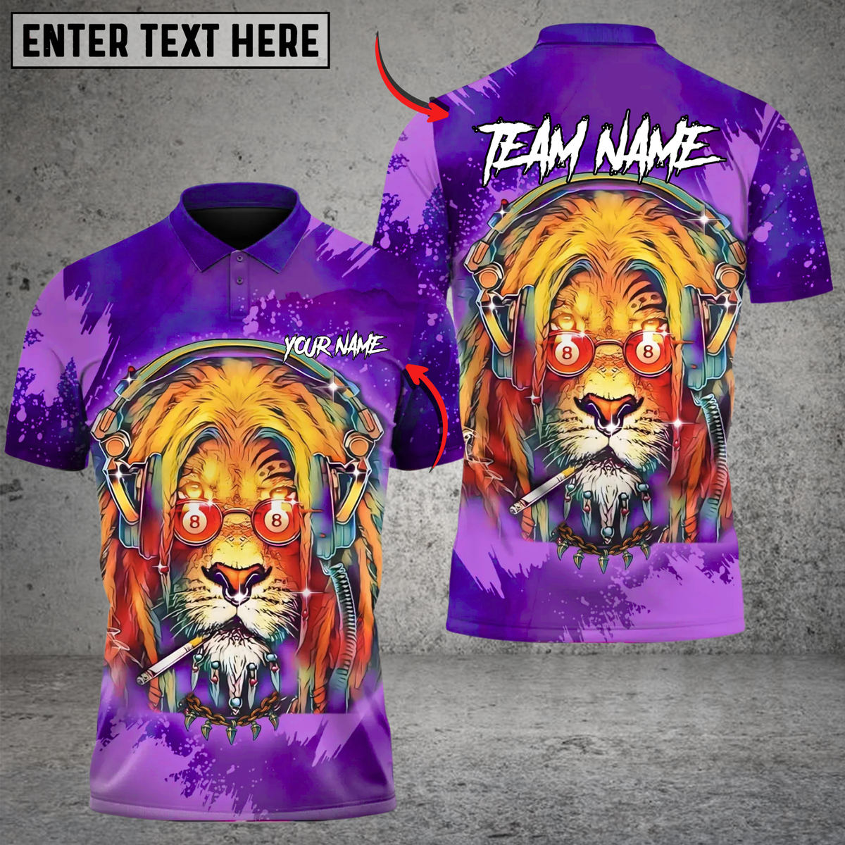 Blisscorners Billiards Cosmic DJ Lion Custom Name, Team Name 3D Shirt