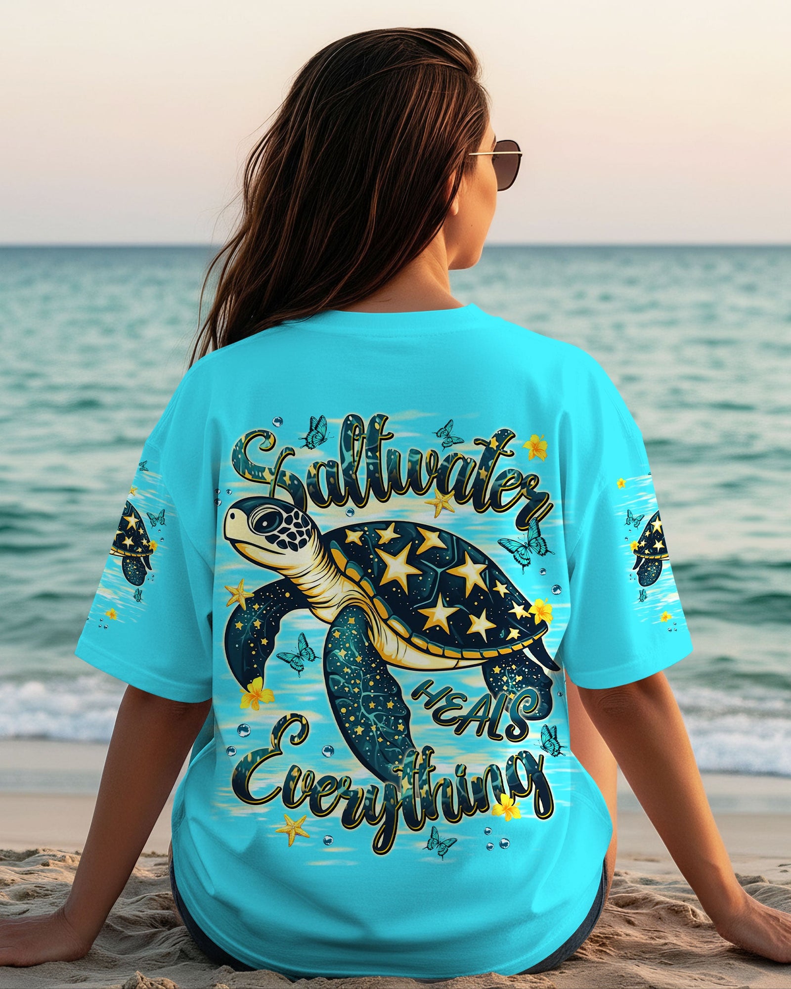 BLISSCORNERS SALTWATER HEALS EVERYTHING TURTLE ALL OVER PRINT