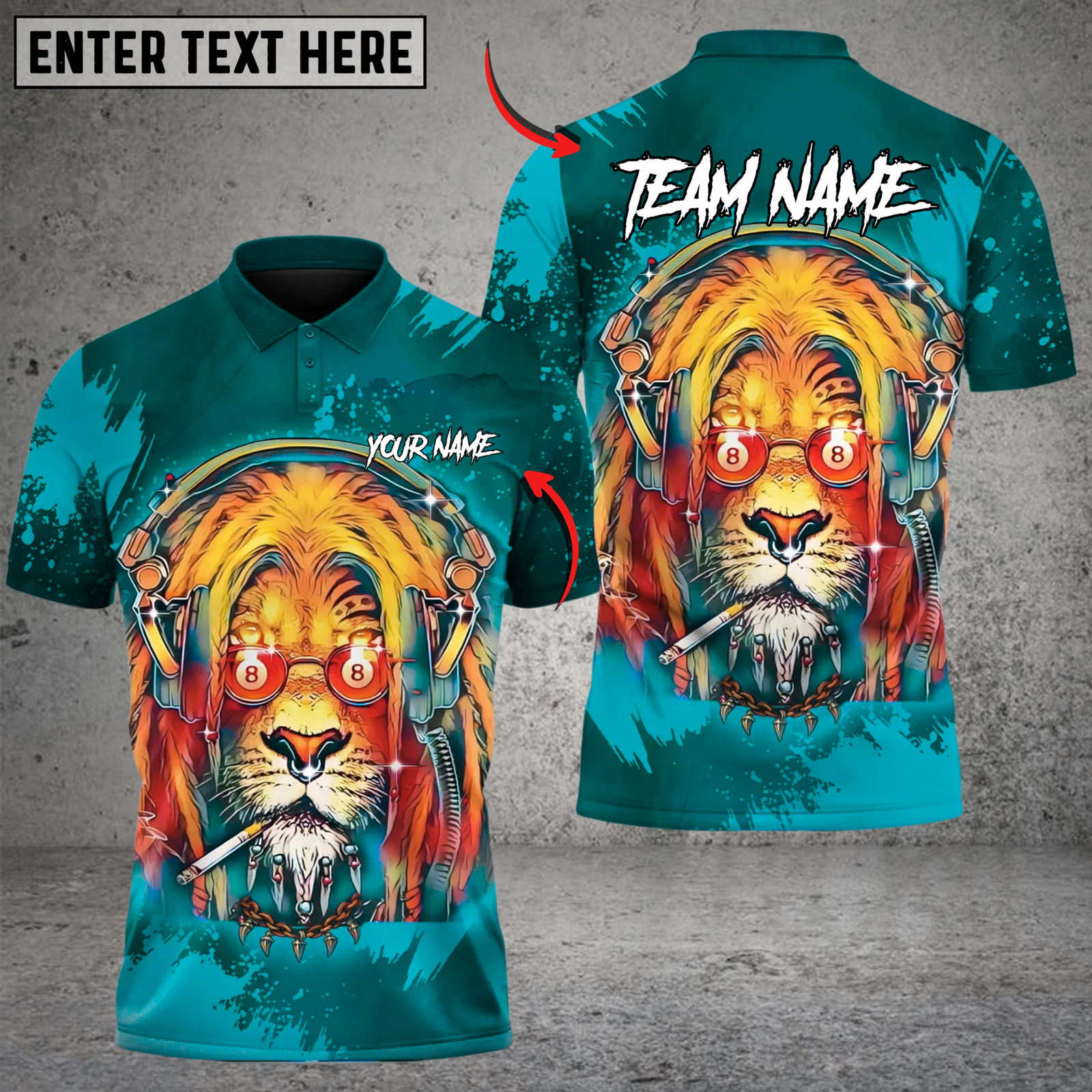 Blisscorners Billiards Cosmic DJ Lion Custom Name, Team Name 3D Shirt