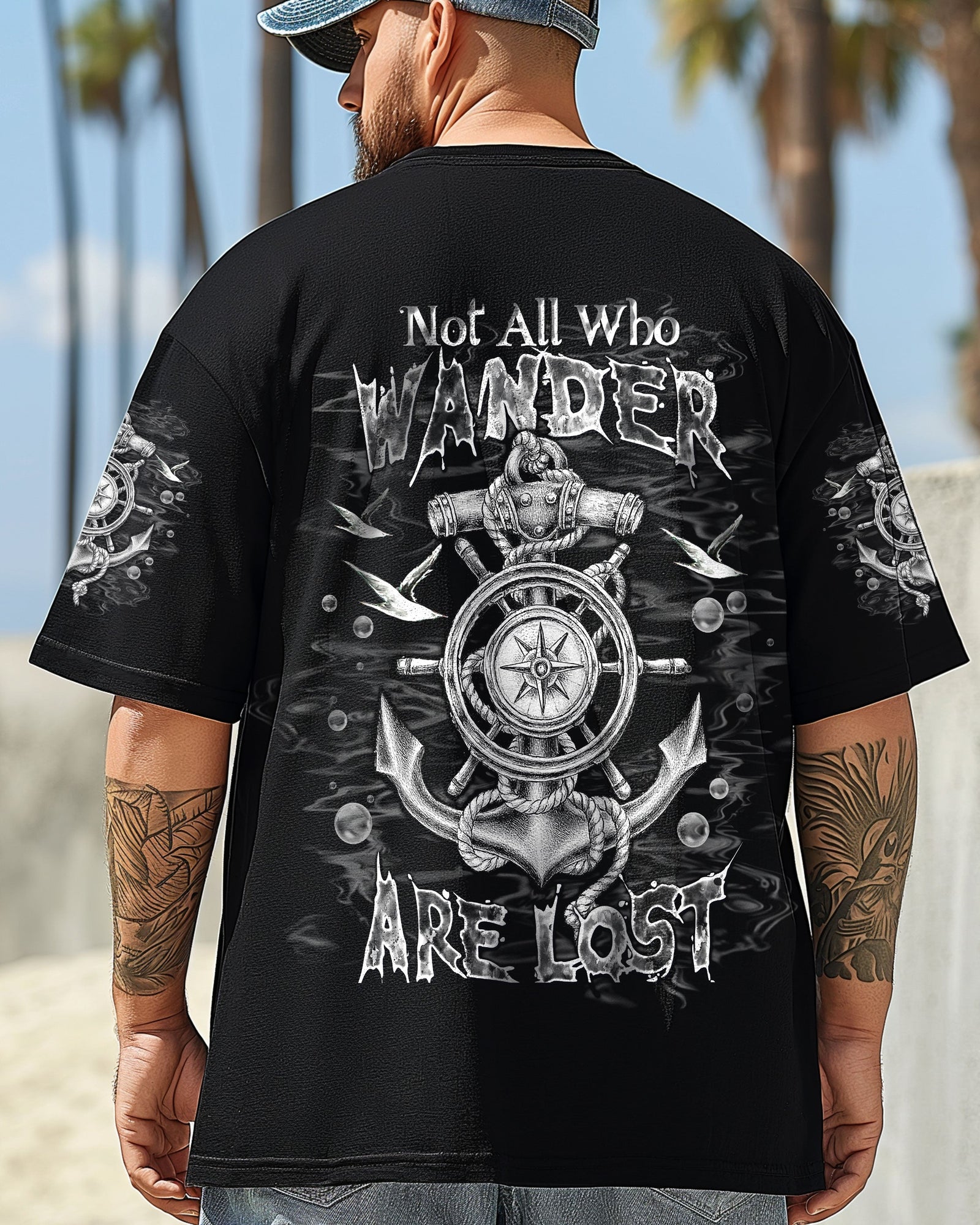 BLISSCORNERS NOT ALL WHO WANDER ARE LOST COMPASS ALL OVER PRINT