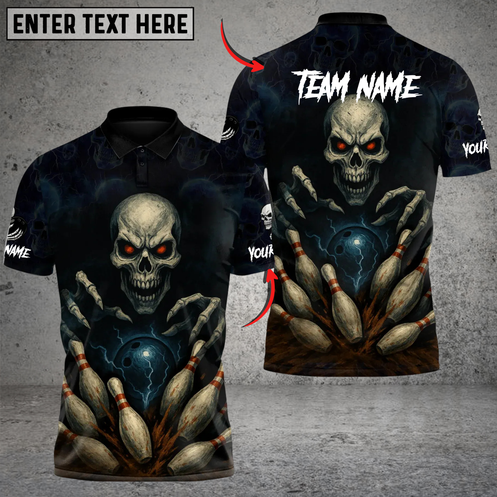 Blisscorners Bowling Skull Men Custom Name, Team Name 3D Shirt 5