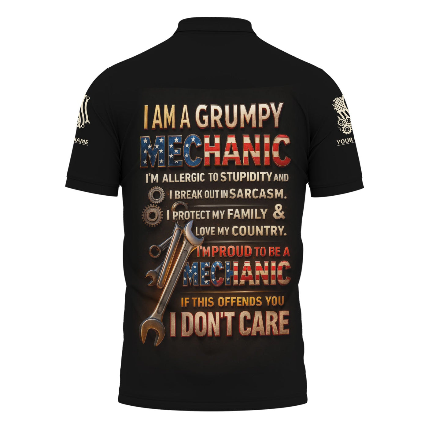 Blisscorners Personalized T-Shirt I'm Proud To Be A Mechanic Love Family And Country USA Flag Design Shirt For Mechanics