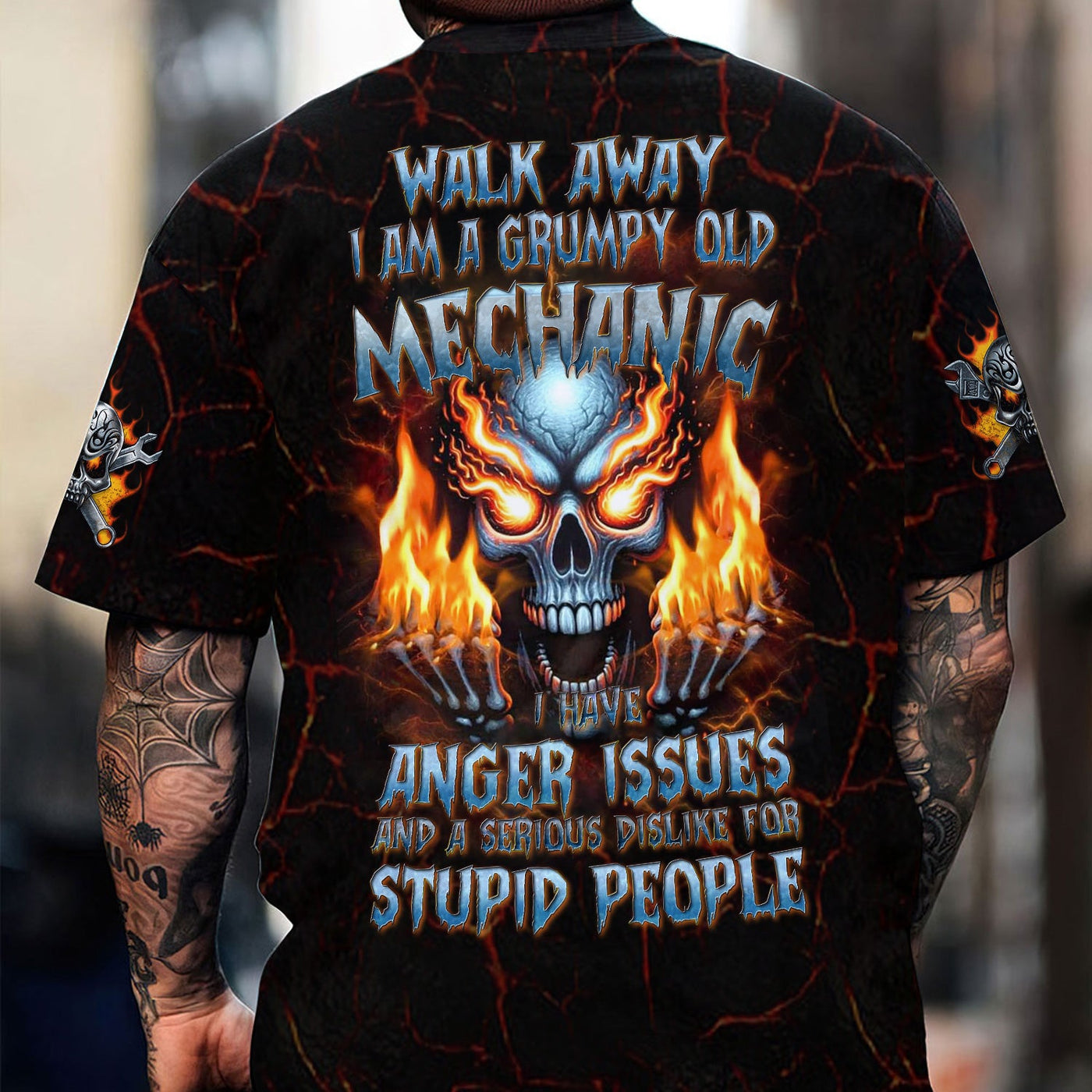 Blisscorners Vintage Mechanic Unisex T Shirt Walk Away I AM A Grumpy Old Mechanic Shirt All Over Print