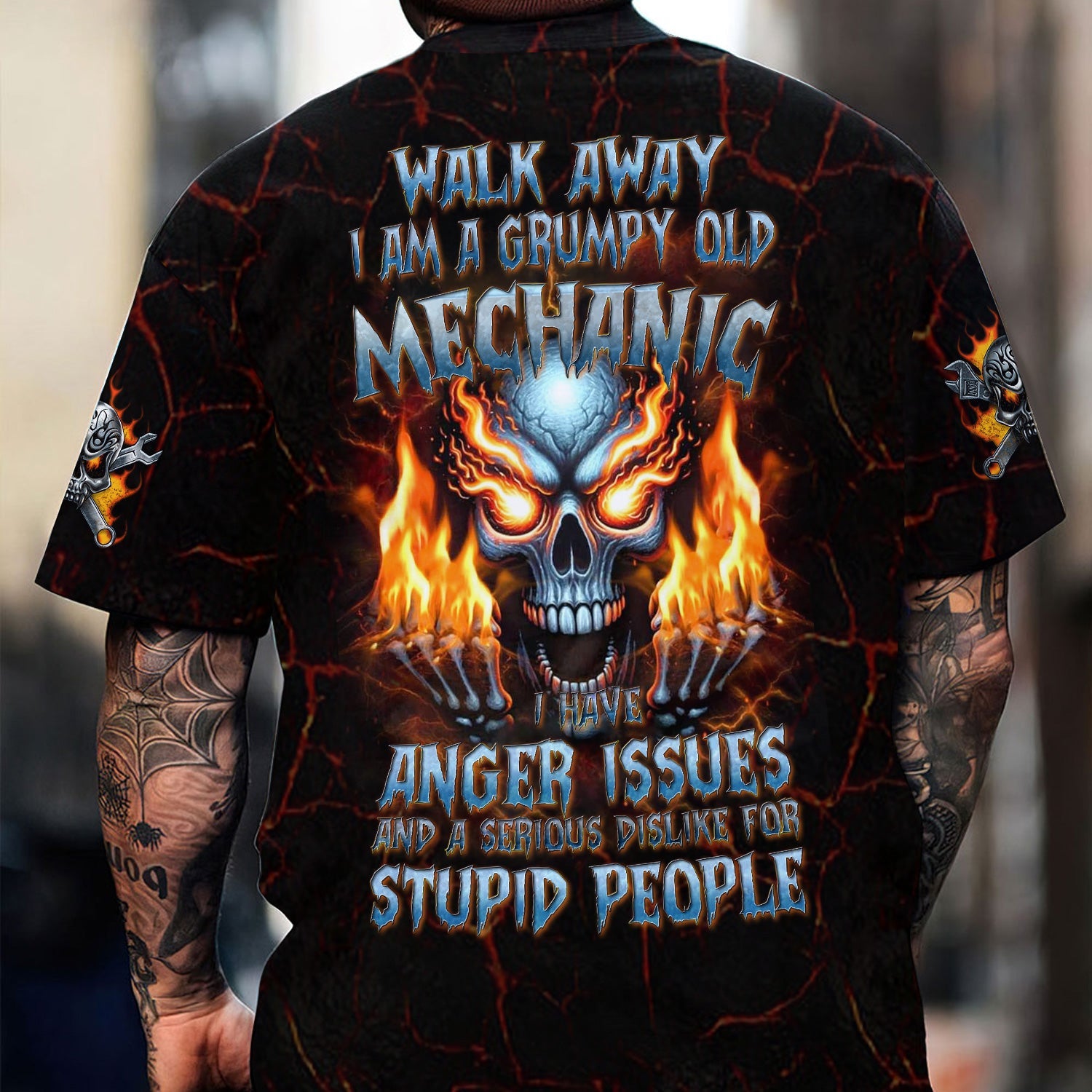 Blisscorners Vintage Mechanic Unisex T Shirt Walk Away I AM A Grumpy Old Mechanic Shirt All Over Print
