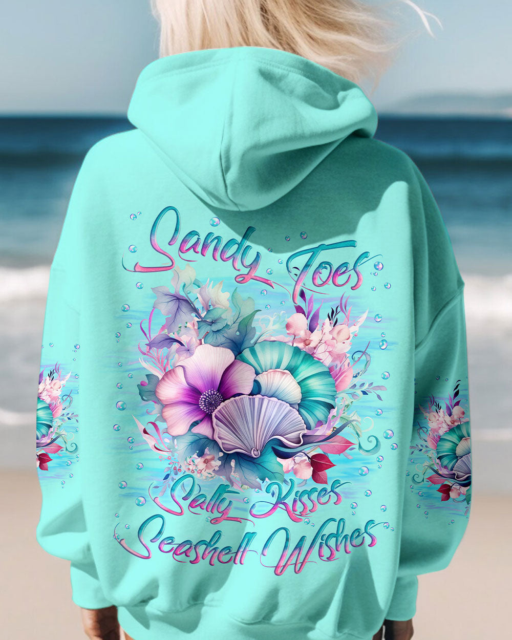 BLISSCORNERS SANDY TOES SALTY KISSES SEASHELL WISHES ALL OVER PRINT