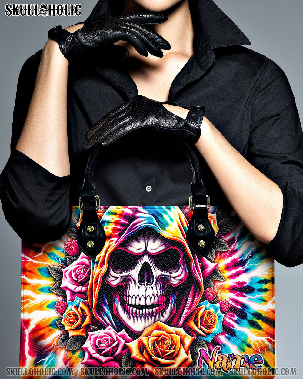 BLISSCORNERS REAPER ROSE TIE DYE LEATHER HANDBAG