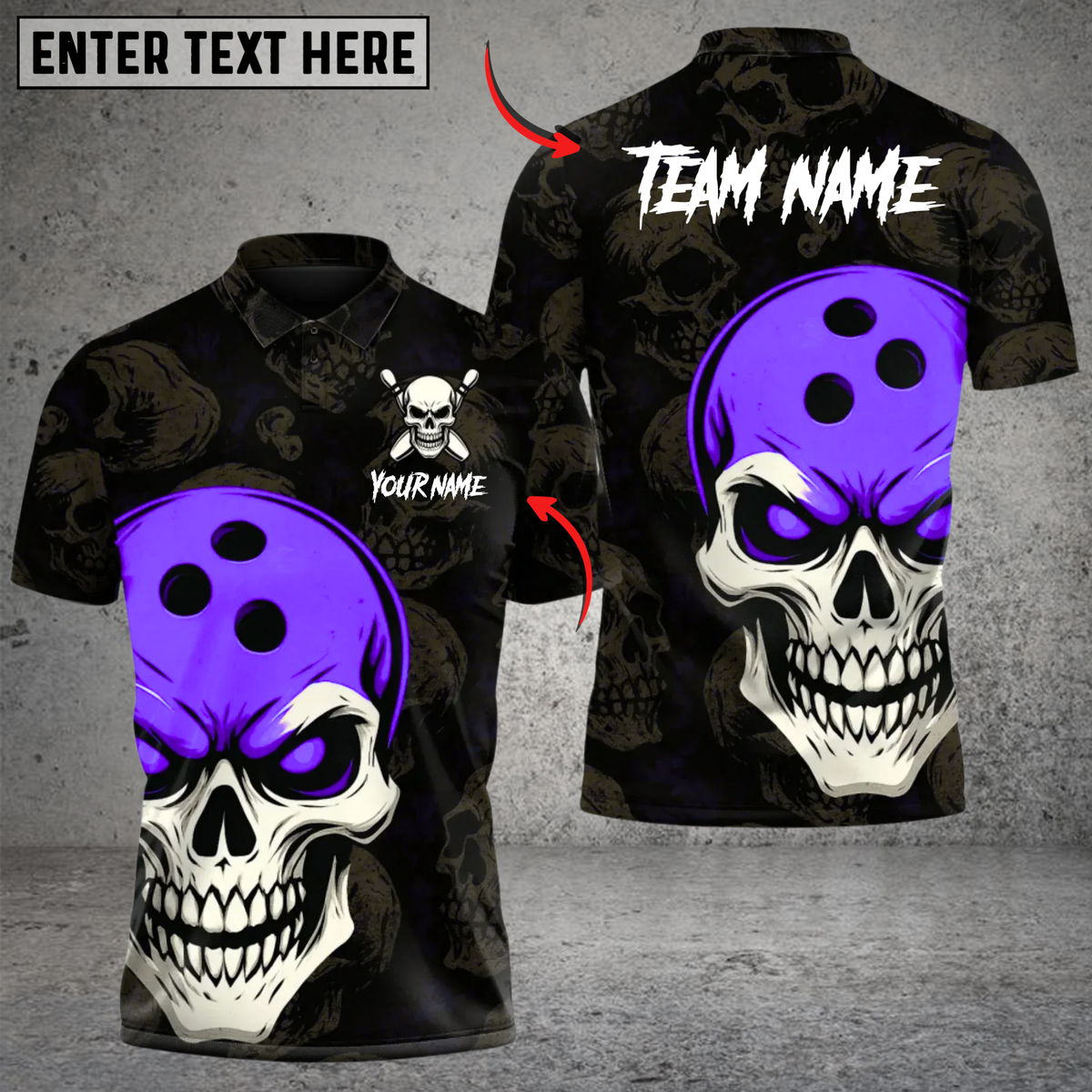Blisscorners Bowling Skull Ball Multicolor Customized Name, Team Name 3D Shirts