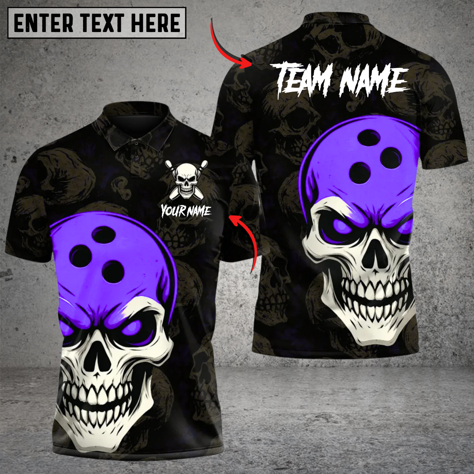 Blisscorners Bowling Skull Ball Multicolor Customized Name, Team Name 3D Shirts