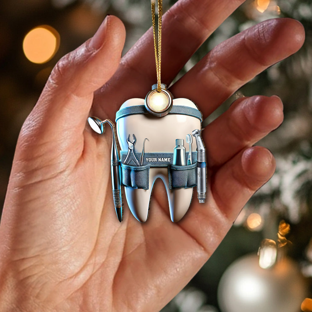 Blisscorners Custom Name Dentist Ornament, Dentist Christmas Gift2D Flat LM2211