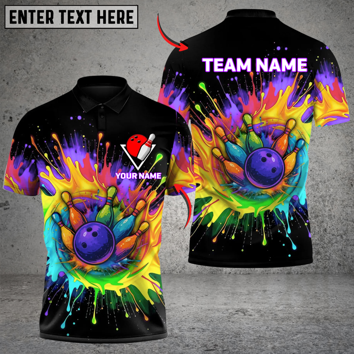 Blisscorners Rainbow Bowling Blast Custom Name, Team Name 3D Shirt