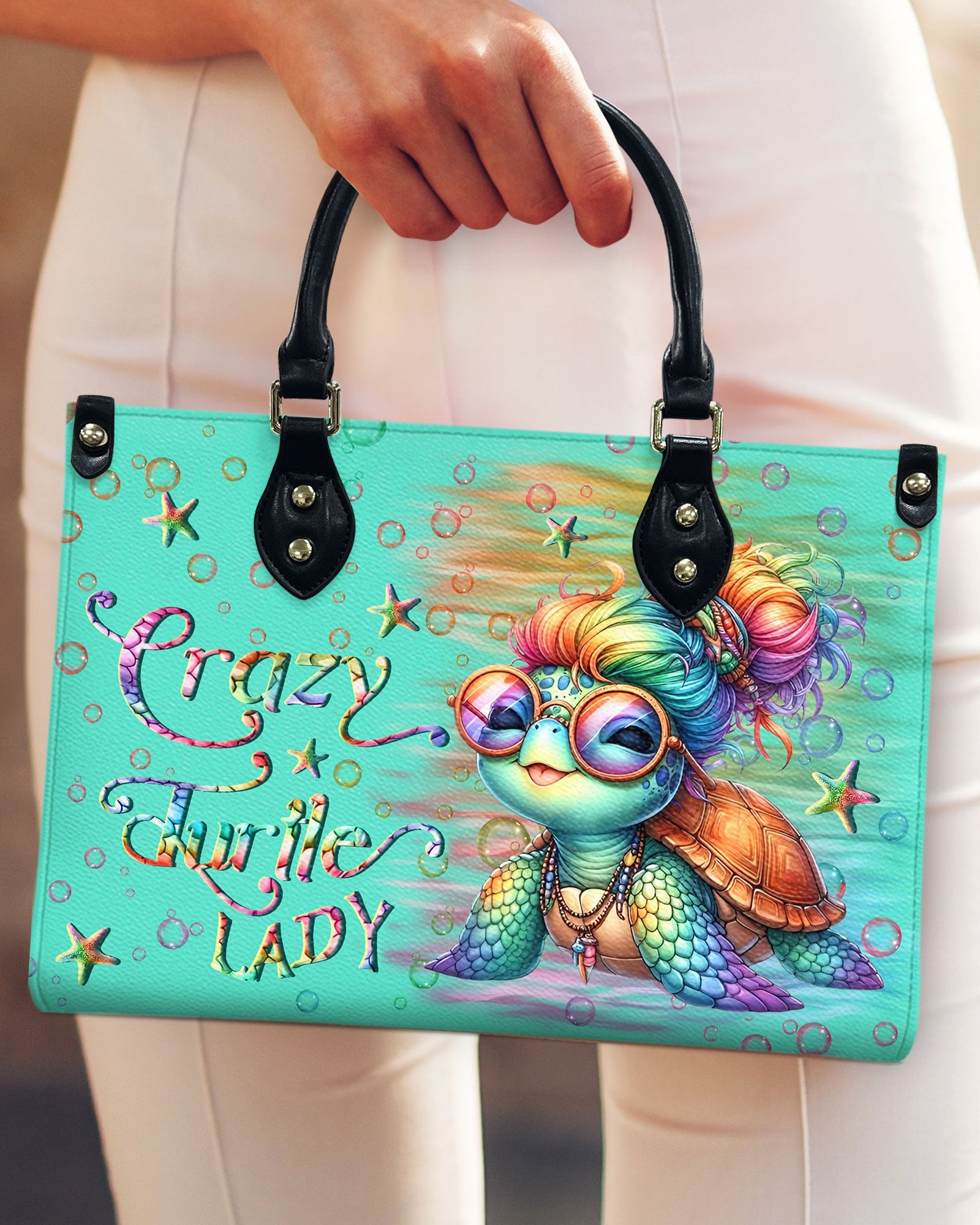 BLISSCORNERS CRAZY TURTLE LADY LEATHER HANDBAG
