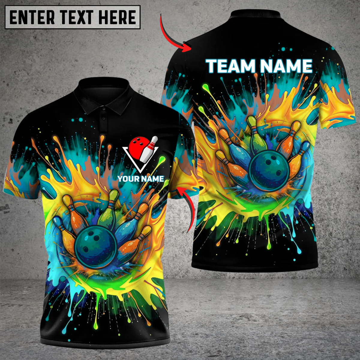 Blisscorners Rainbow Bowling Blast Custom Name, Team Name 3D Shirt