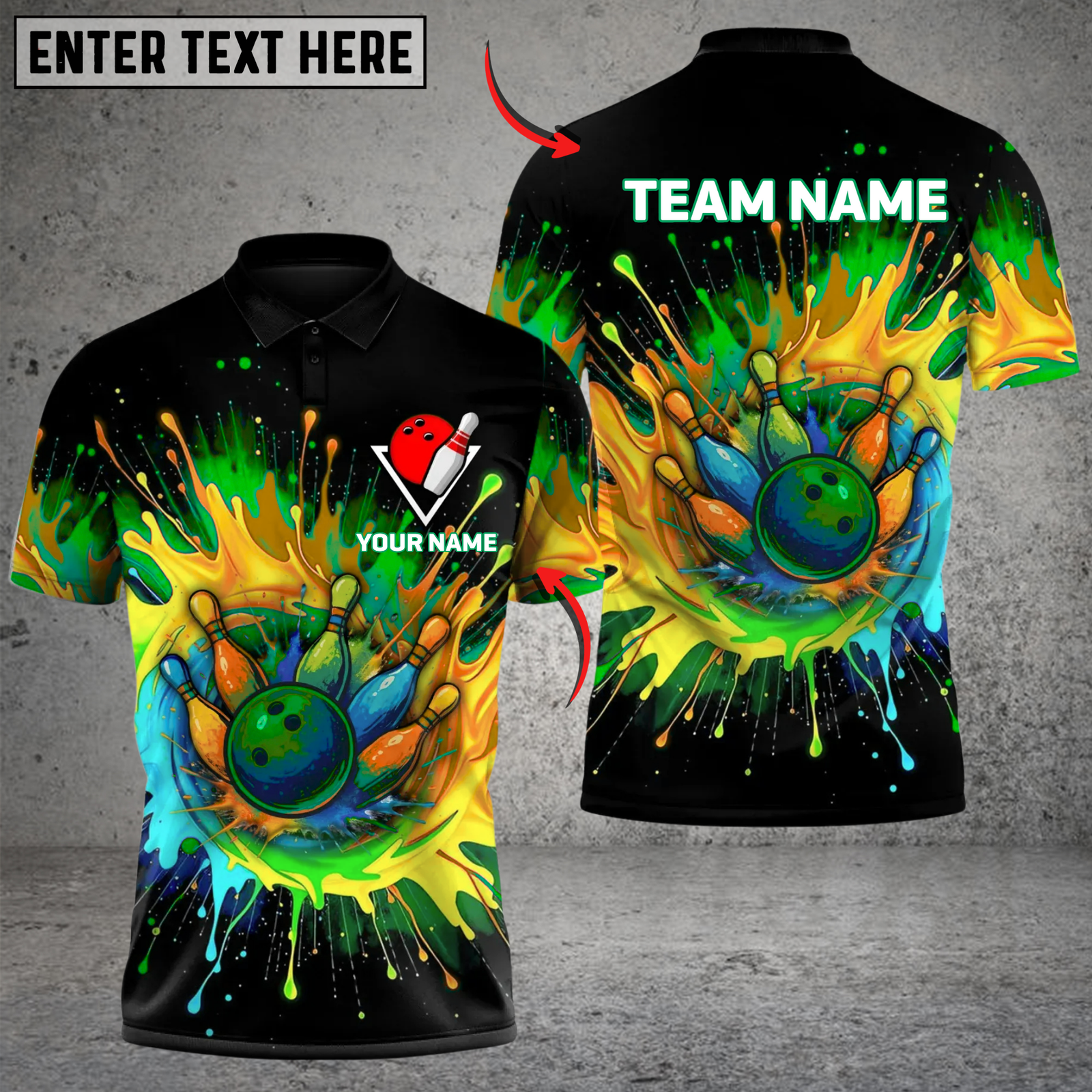 Blisscorners Rainbow Bowling Blast Custom Name, Team Name 3D Shirt