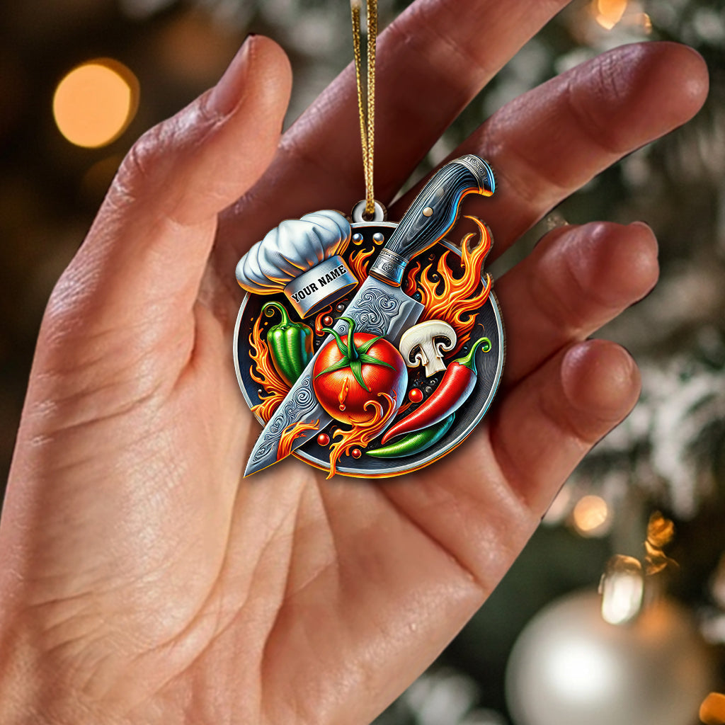 Blisscorners Custom Name Chef Ornament, Christmas Gift for Cooking Lover82D Flat LM2211