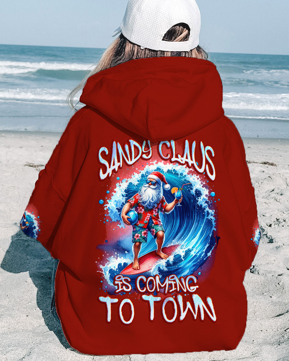 BLISSCORNERS SANDY CLAUS IS COMING TO TOWN CHRISTMAS ALL OVER PRINT