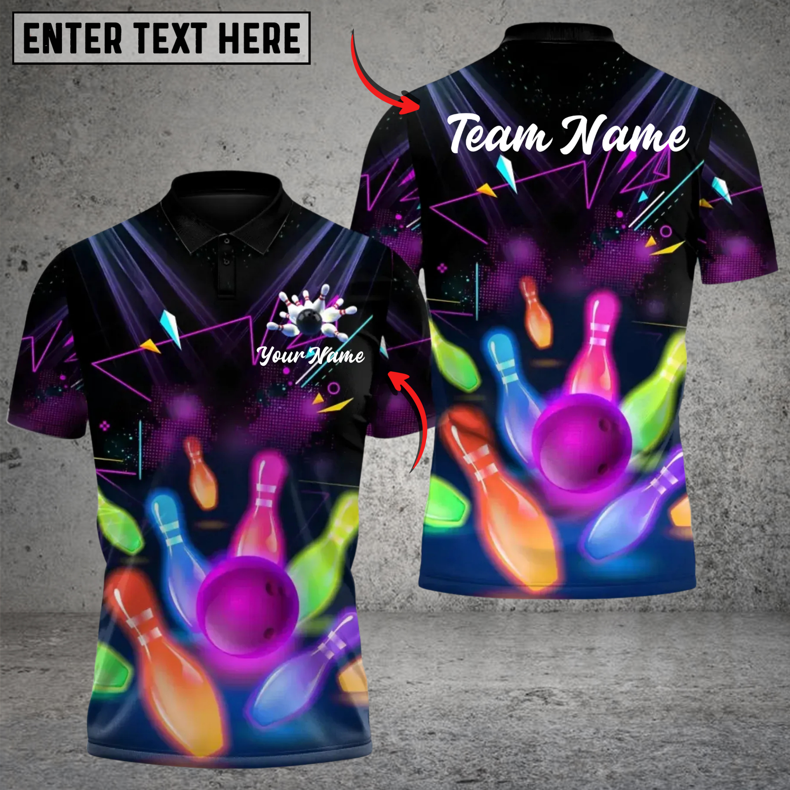 Blisscorners Neon Bowling Polo Custom Team Glow Strike Shirt