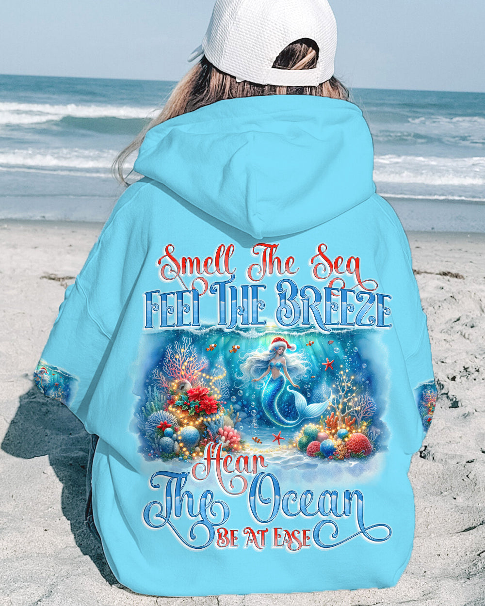 BLISSCORNERS SMELL THE SEA FEEL THE BREEZE MERMAID CHRISTMAS ALL OVER PRINT