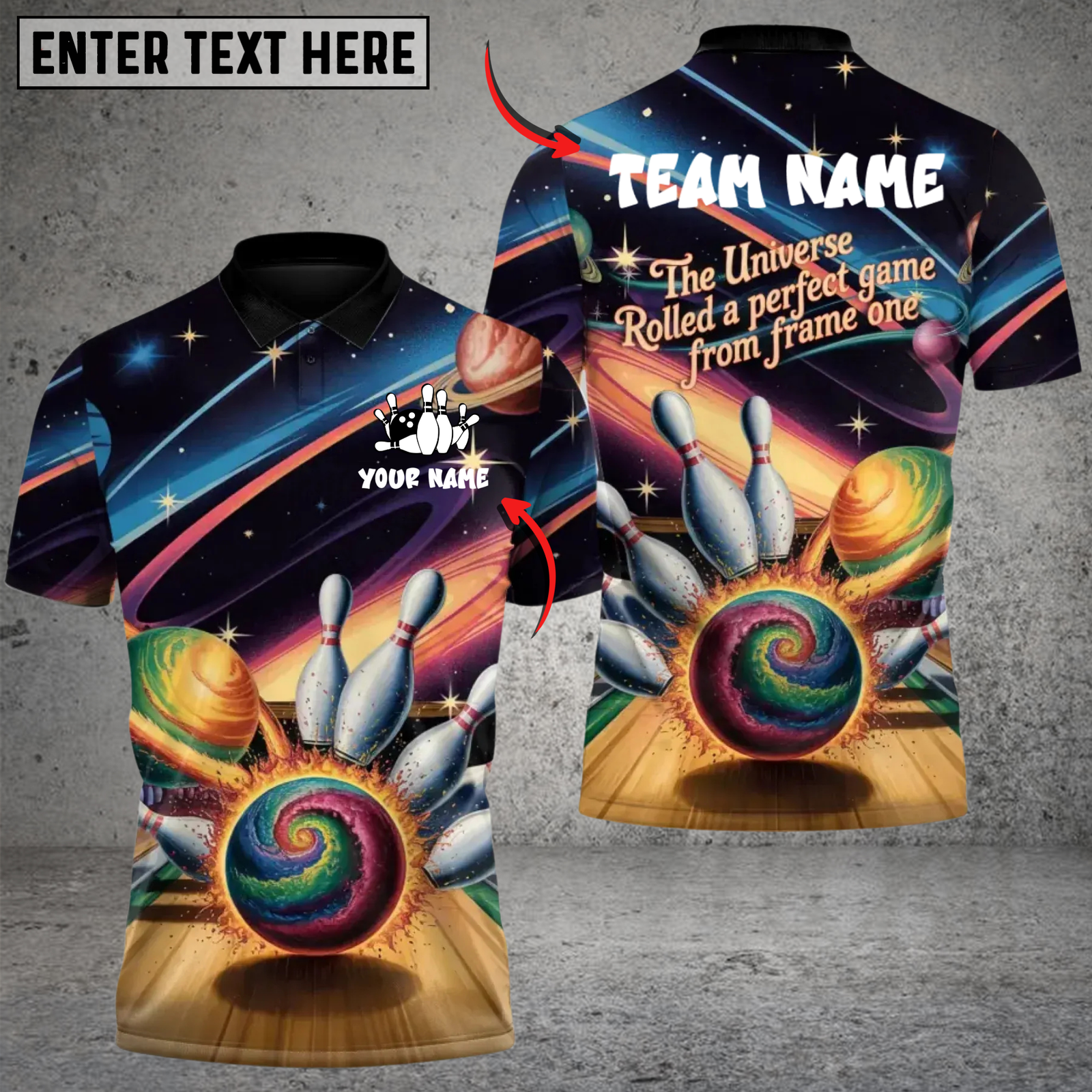 Blisscorners Cosmic Bowling Polo Custom Galaxy Team Strike Shirt 5