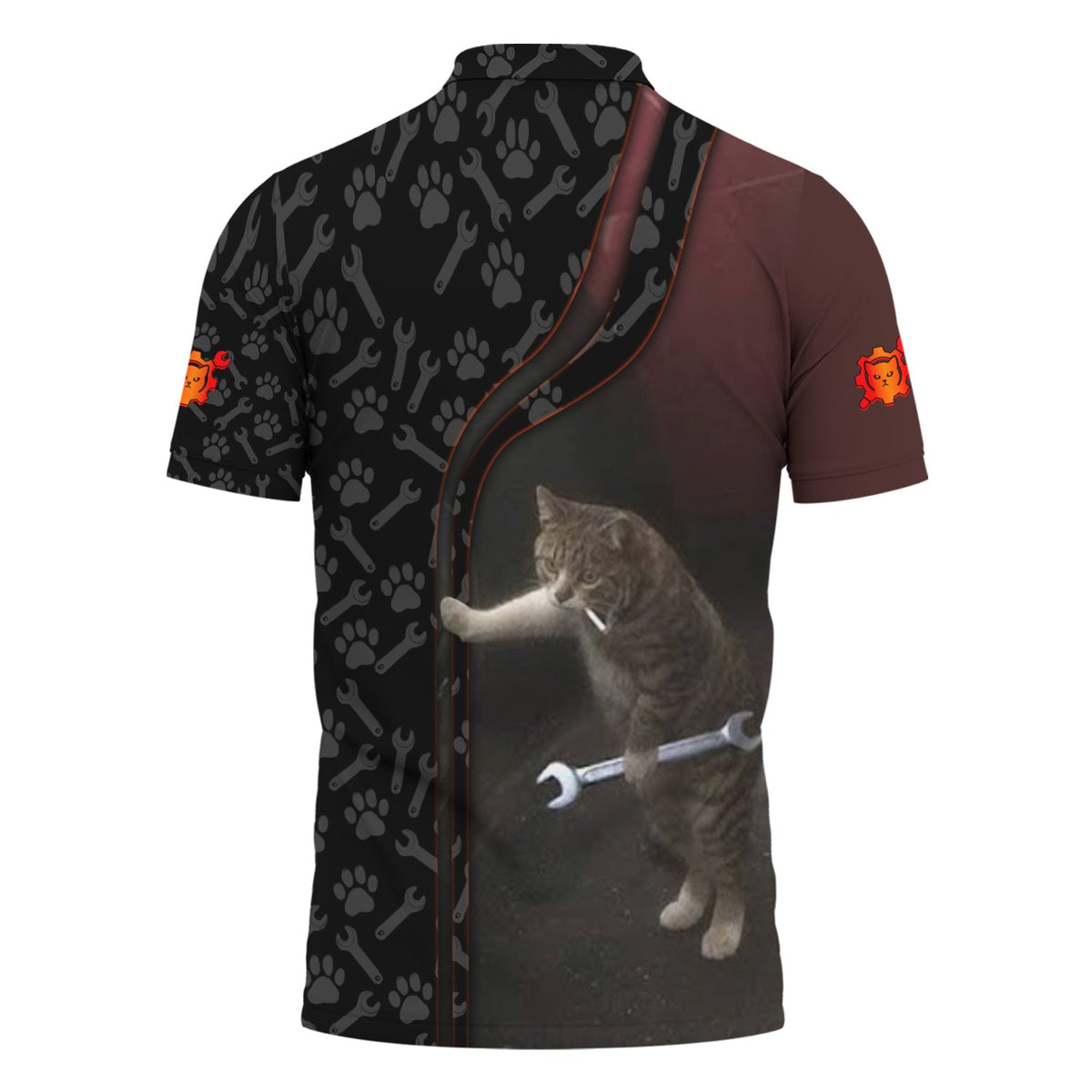 Blisscorners Custom Name Funny Cat Mechanic Shirt With Cat Paw And Wrench Hoodie Jacket For Mechanic