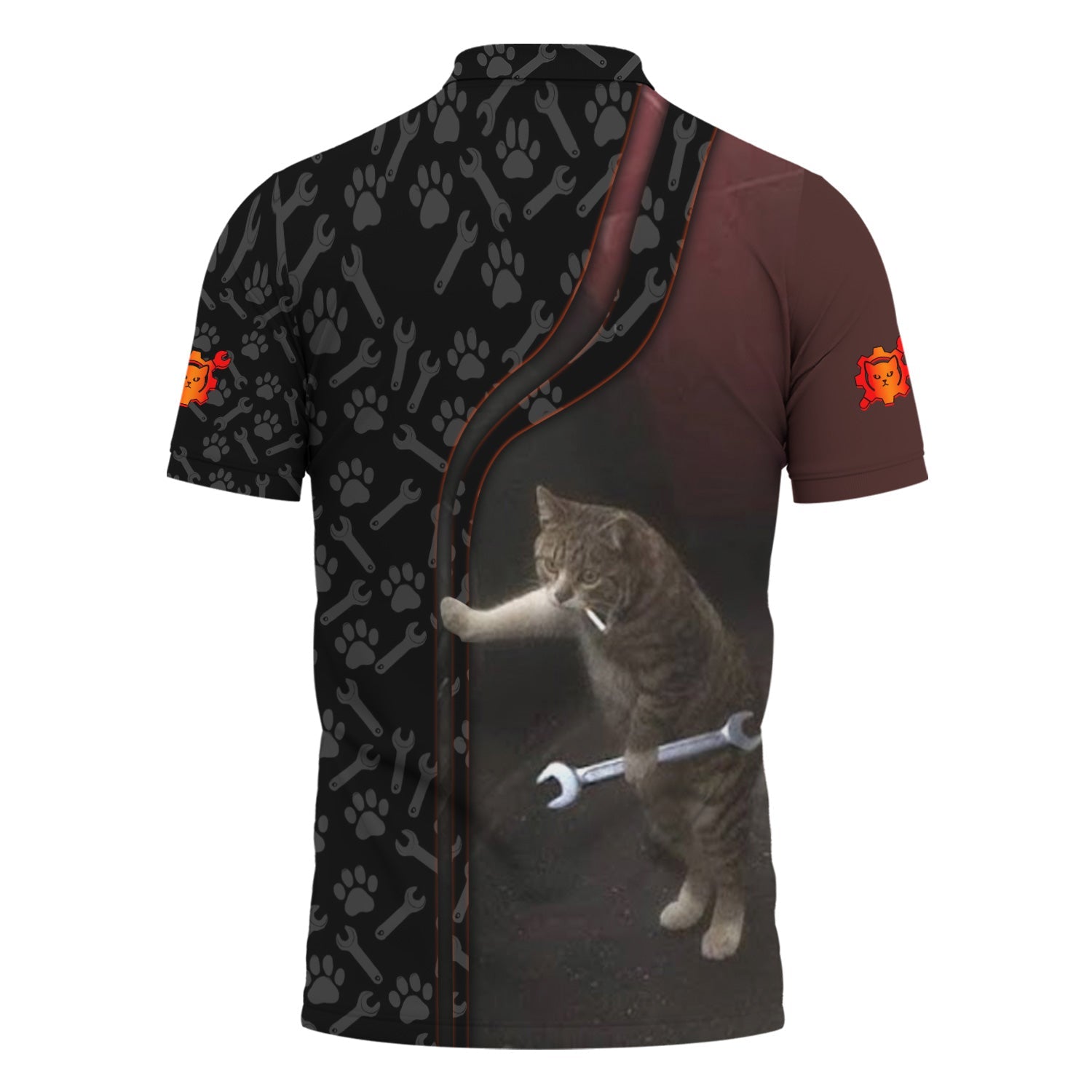 Blisscorners Custom Name Funny Cat Mechanic Shirt With Cat Paw And Wrench Hoodie Jacket For Mechanic