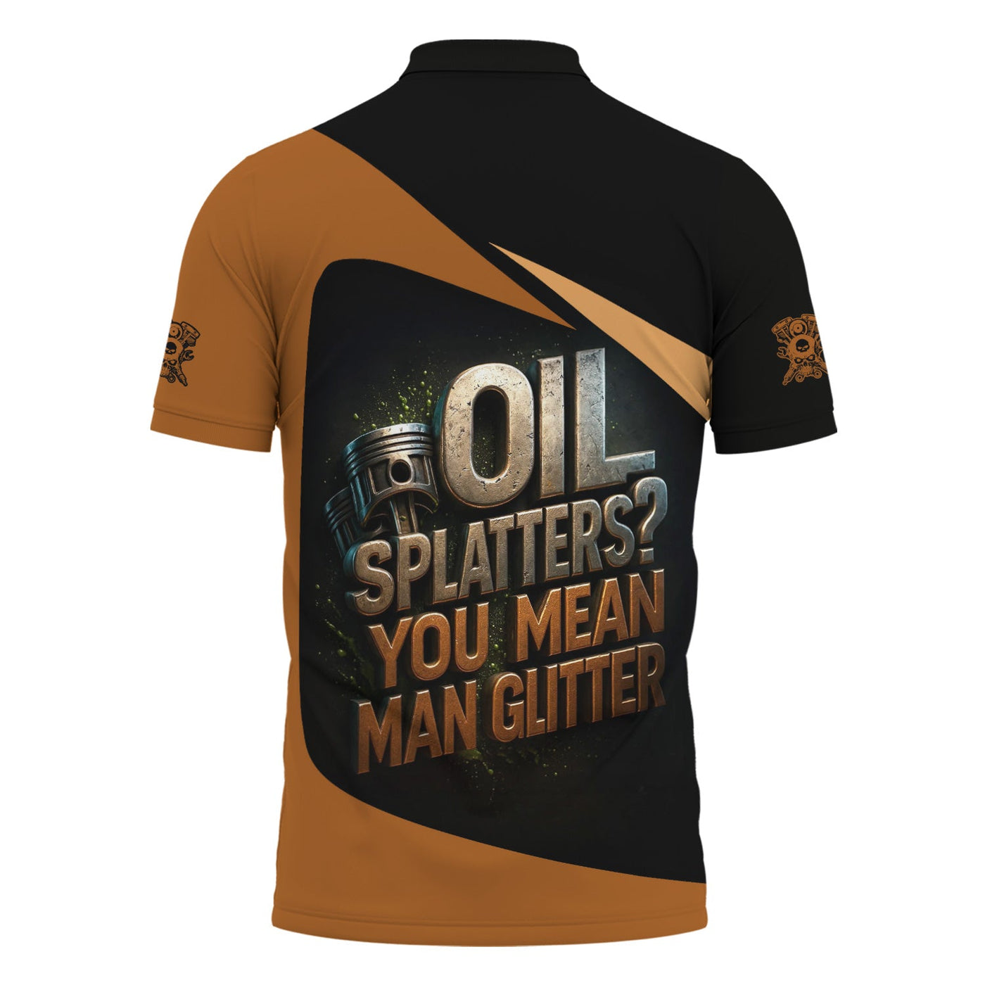 Blisscorners Personalized Mechanic Shirt, Oil Splatters You Mean Man Glitter, Skull Mechanic Design, Gift For Men