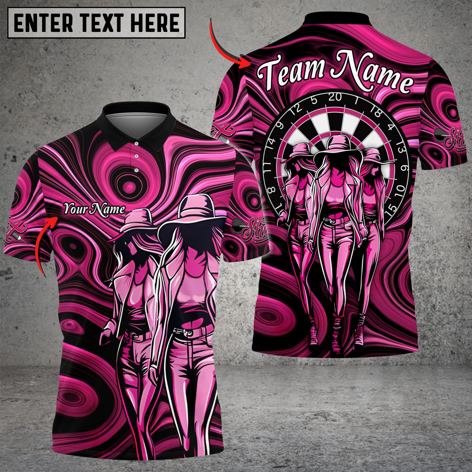 Blisscorners Darts Triple Girl Customized Name, Team Name 3D Shirt (4 Colors)