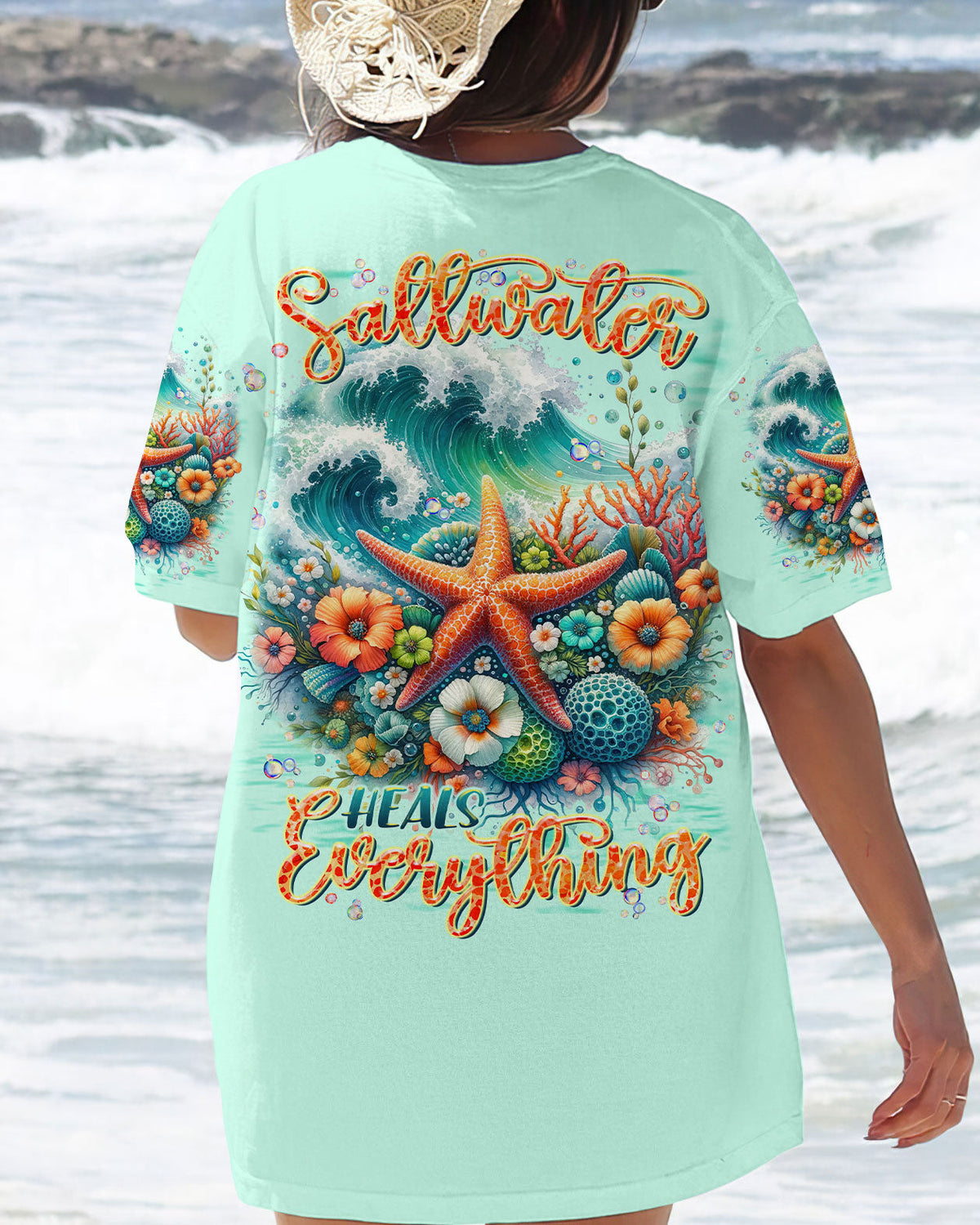 BLISSCORNERS SALTWATER HEALS EVERYTHING STARFISH ALL OVER PRINT