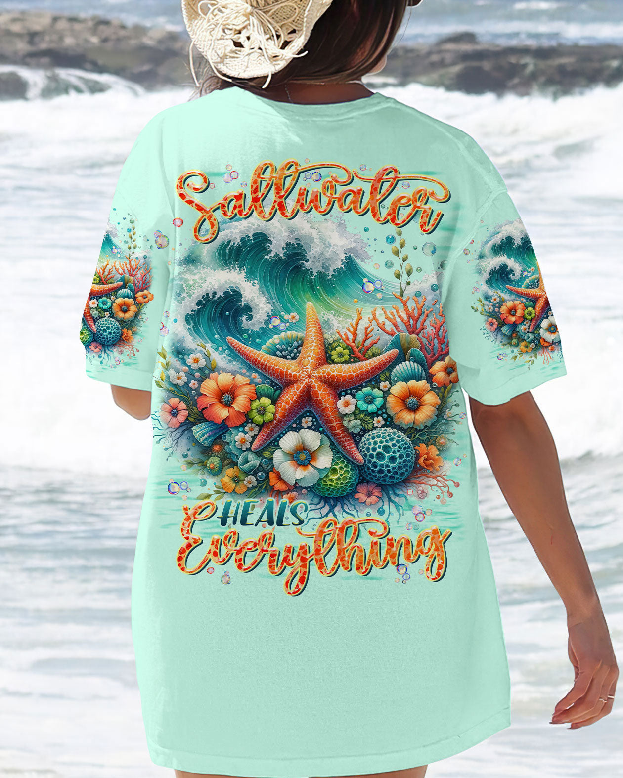 BLISSCORNERS SALTWATER HEALS EVERYTHING STARFISH ALL OVER PRINT