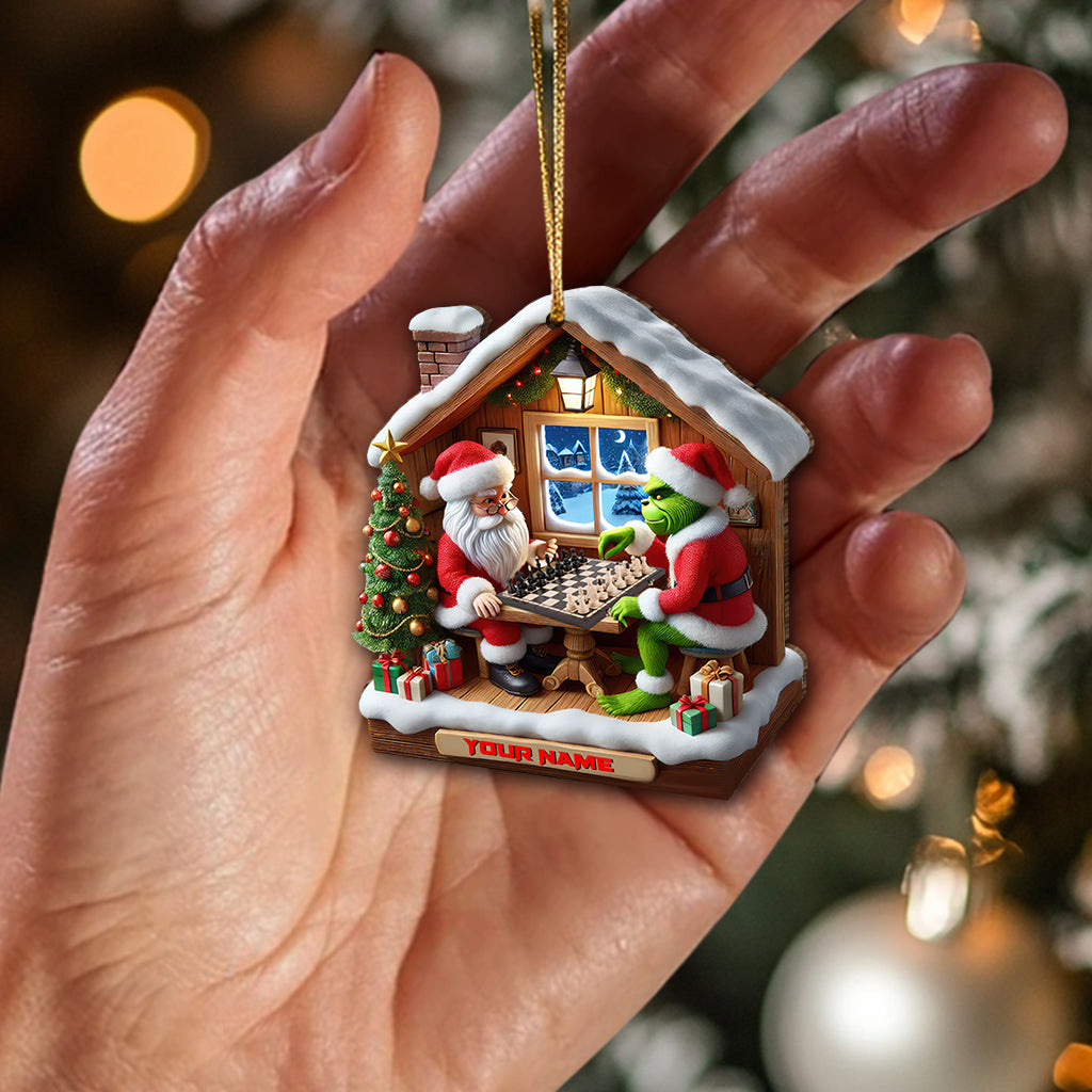 Blisscorners Custom Name Chess Santa Ornament, Chess Lover Christmas Gift2D Flat LM2211