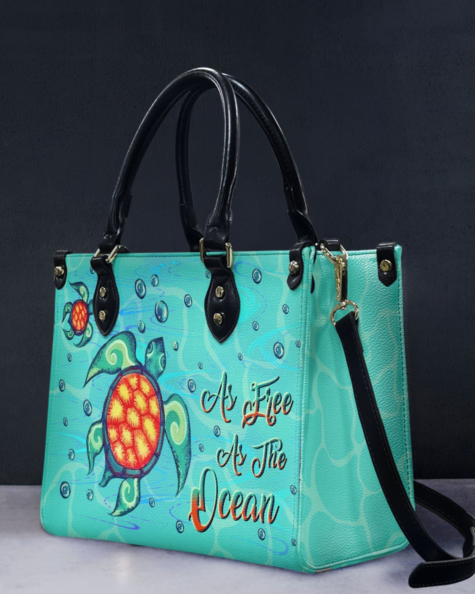 BLISSCORNERS AS FREE AS THE OCEAN LEATHER HANDBAG