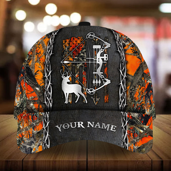 Blisscorners American Flag Bow Deer Hunting Pattern 3D Multicolor Personalized Cap