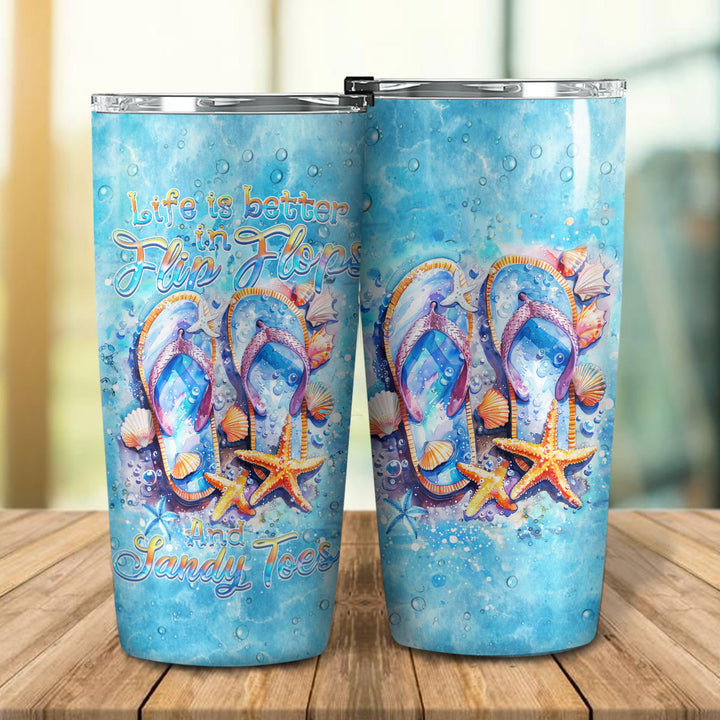 BLISSCORNERS LIFE IS BETTER IN FLIP-FLOPS AND SANDY TOES TUMBLER - YHHN1004247
