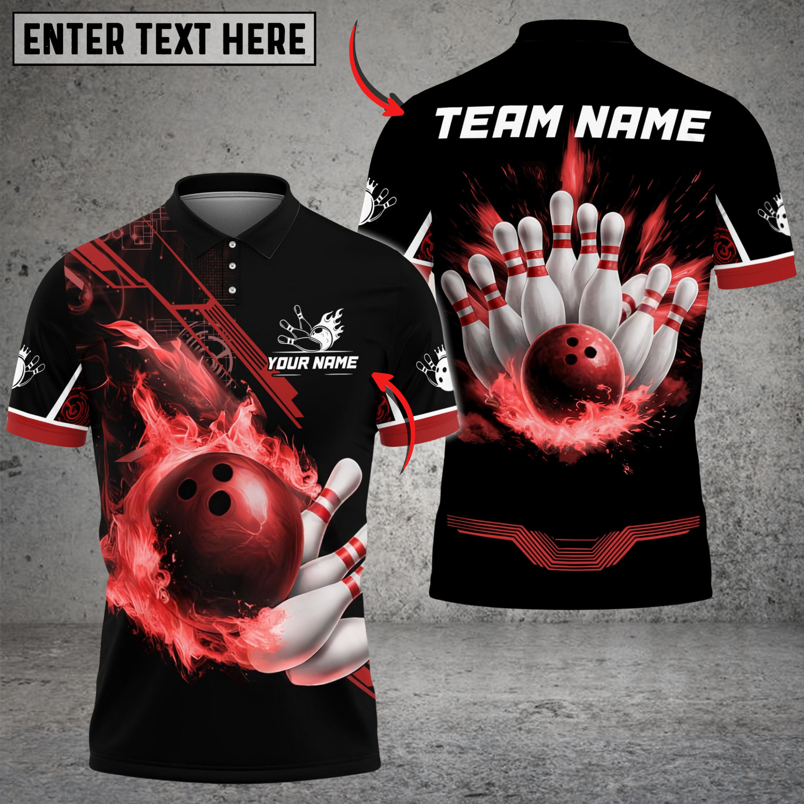 Blisscorners Bowling And Pins Flame Perfect Strike Customized Name, Team Name 3D Shirt (4 Colors)