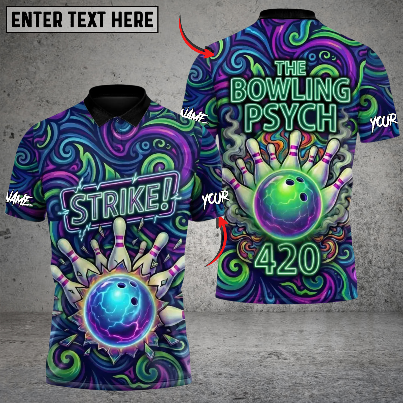 Blisscorners Bowling Neon Pin Prophecy Personalized Name 3D Unisex Shirt