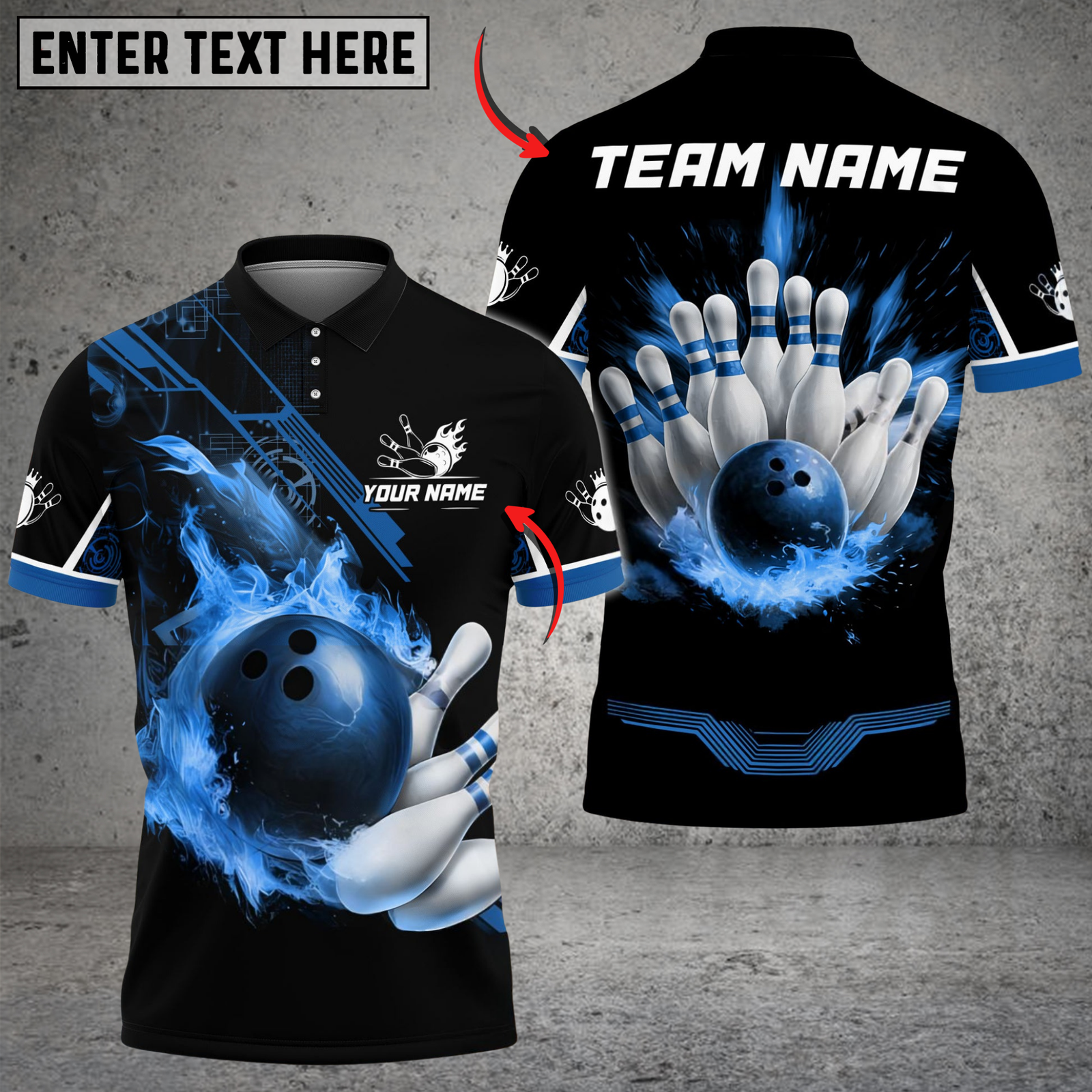 Blisscorners Bowling And Pins Flame Perfect Strike Customized Name, Team Name 3D Shirt (4 Colors)