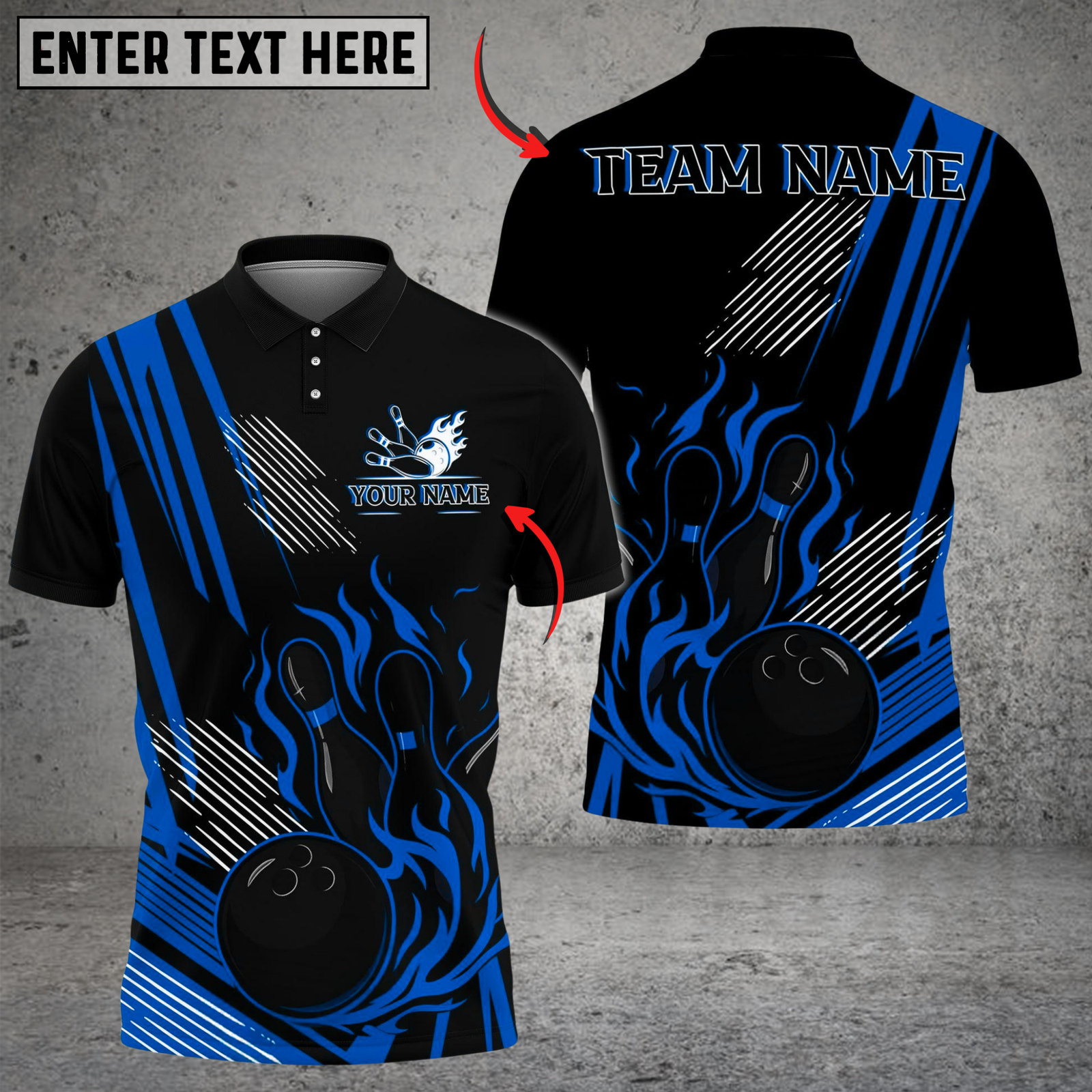 Blisscorners Bowling And Pins Flame Strike Minimalist Black Customized Name, Team Name 3D Shirt (4 Colors)