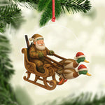 Blisscorners Personalized Funny Santa Hunter Acrylic Ornament- Duck Hunting Christmas Wall Art, Santa Claus with Ducks Sleigh, Custom Hunter Gift for Men LM0411