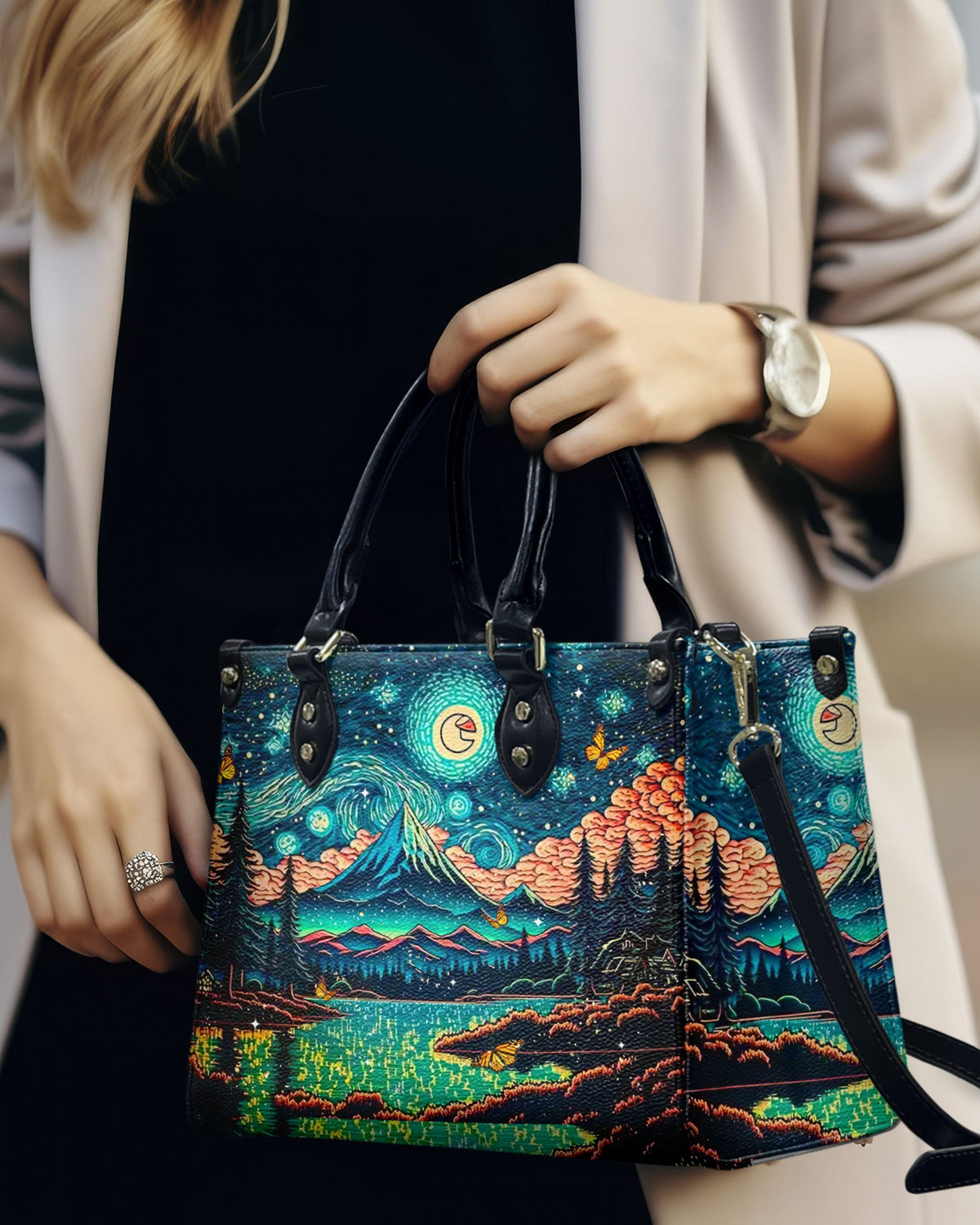BLISSCORNERS BEAUTIFUL SCENE LEATHER HANDBAG