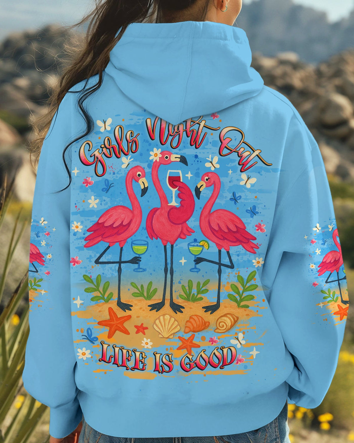 BLISSCORNERS GIRLS NIGHT OUT FLAMINGO ALL OVER PRINT