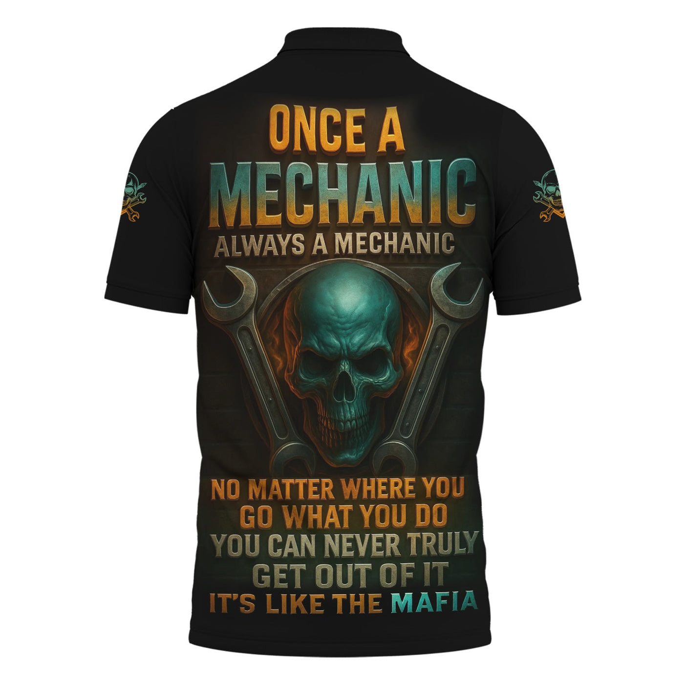 Blisscorners Personalized Mechanic Shirt, Once A Mechanic Always A Mechanic, Skull and Wrench Design, Gift For Men