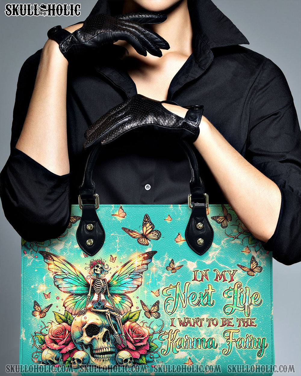 BLISSCORNERS KARMA FAIRY SKELETON SKULL LEATHER HANDBAG