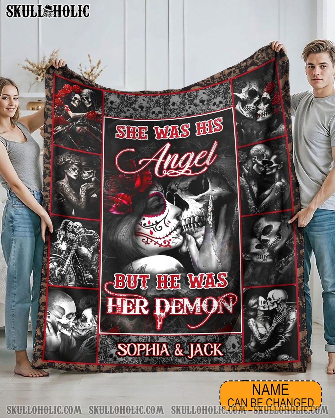 BLISSCORNERS PERSONALIZED SHE WAS HIS ANGEL FLEECE BLANKET