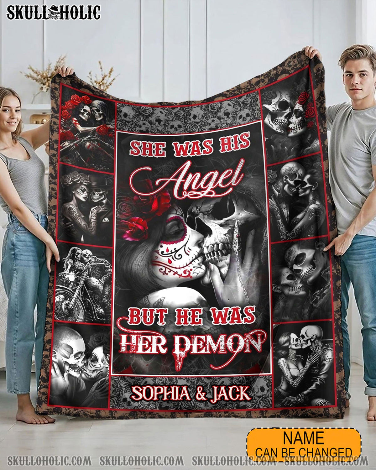 BLISSCORNERS PERSONALIZED SHE WAS HIS ANGEL FLEECE BLANKET